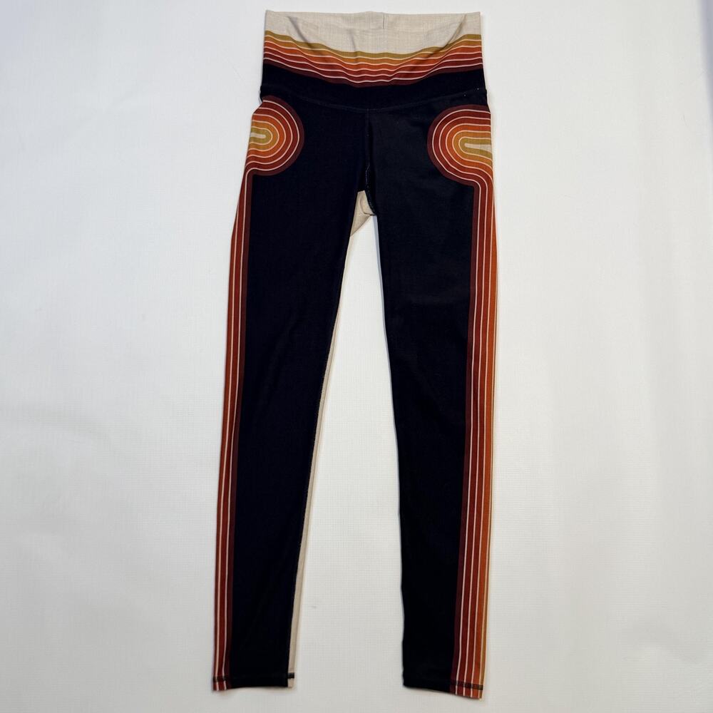 Niyama Sol Leggings Womens Medium Multicolor Retro Striped High Rise Ankle Yoga